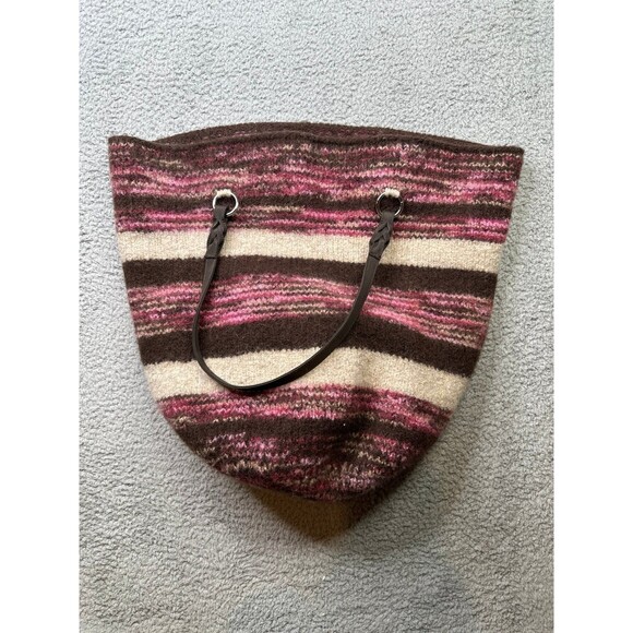 Knitted handBag large wool blend handmade - Picture 4 of 10